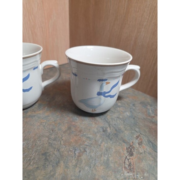 Vintage Newcore Countryside Geese Pattern Stoneware 3 Cups Mugs - Picture 3 of 9